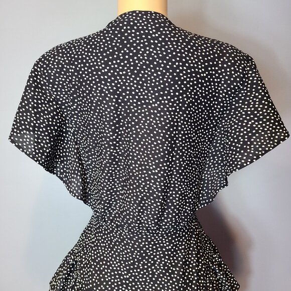 Vtg Retro Rockabilly Pinup Polka Dot Feminine Dress Sz 14 90s 80s Ruffle Goth - Picture 5 of 11